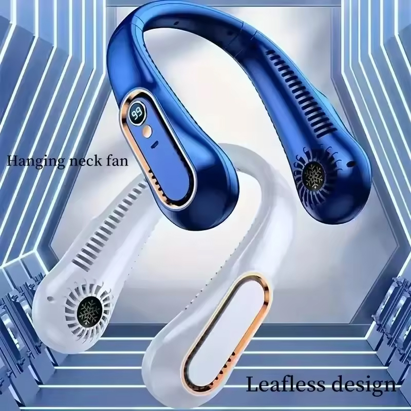 Portable Blender Usb Rechargeable - Halsventilator mit Digitalanzeige, tragbarer Mini-Luftkühler, USB-wiederaufladbarer,
