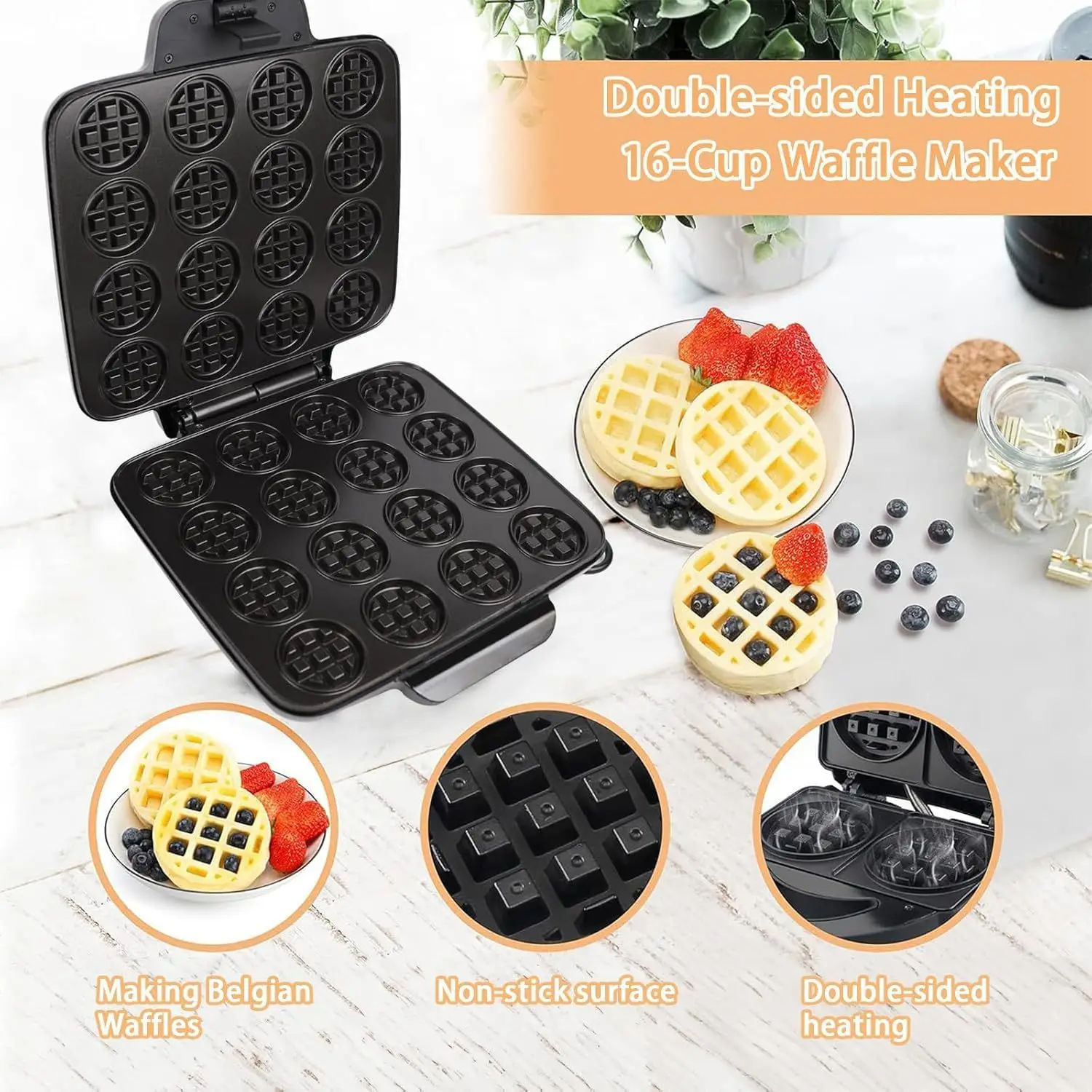 16-Loch Waffeleisen, Schnellhe – Mini Waffle Maker Machine Bewertung und Preis